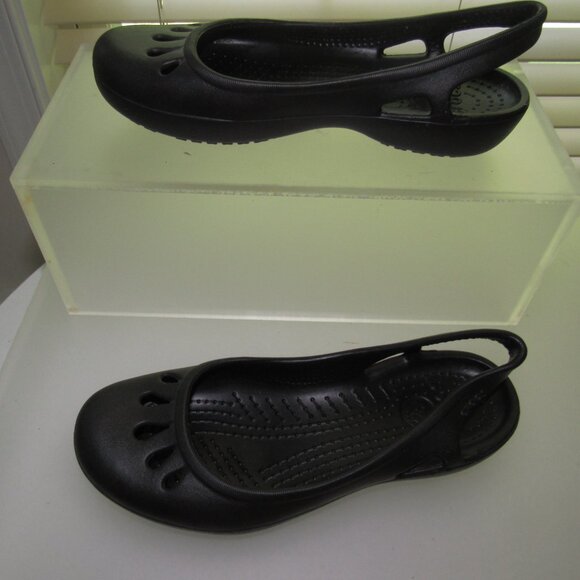 CROCS Slingback Black Ballet Flats – Women’s US 6 * Casual Minimalist Slip-On - Picture 3 of 7